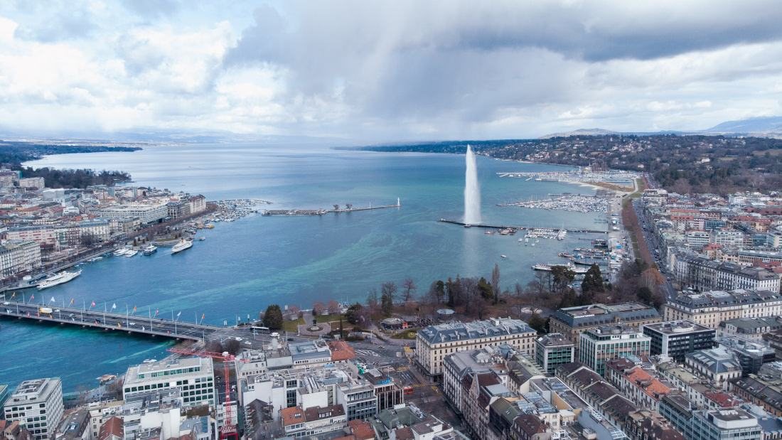 La rade de Genève vue du ciel